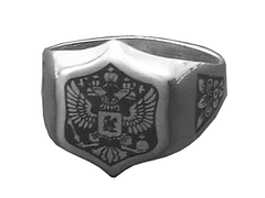 Серебряное кольцо Перстень с гербом России (печатка)